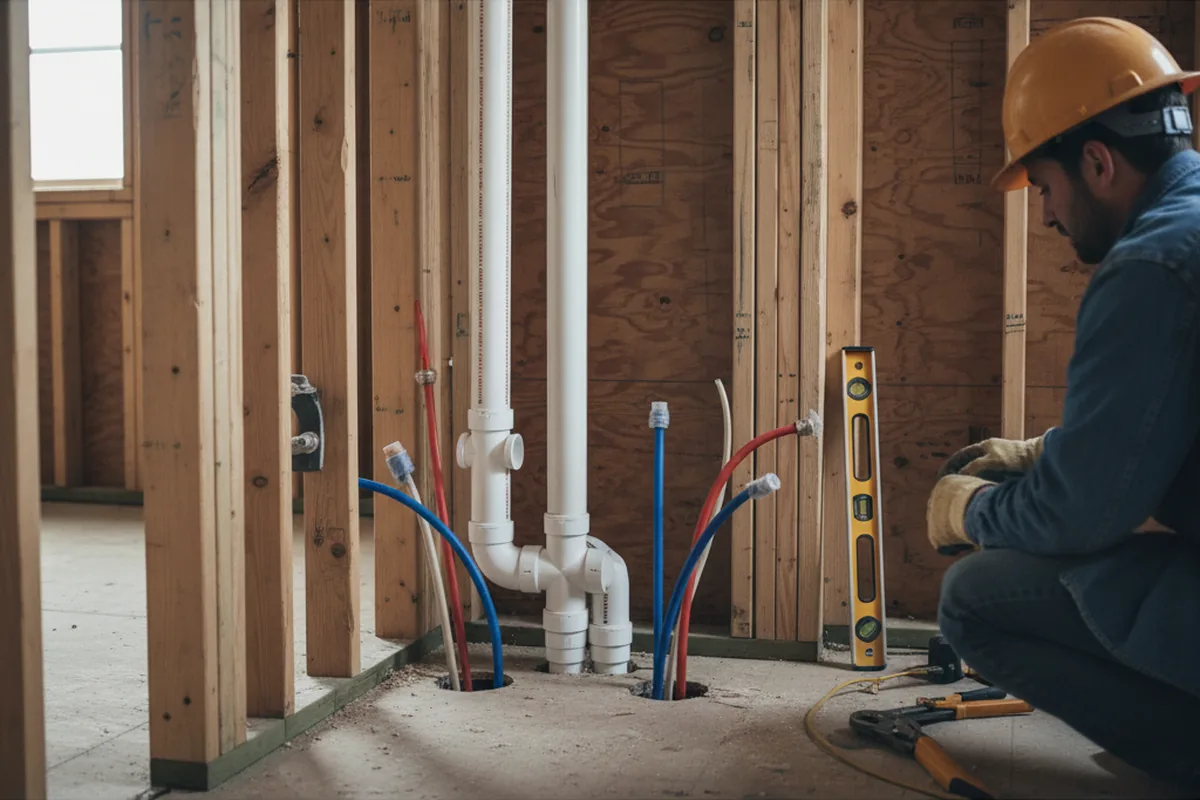 Drain and supply rough-in during Sump Pump Repair in Arcadia